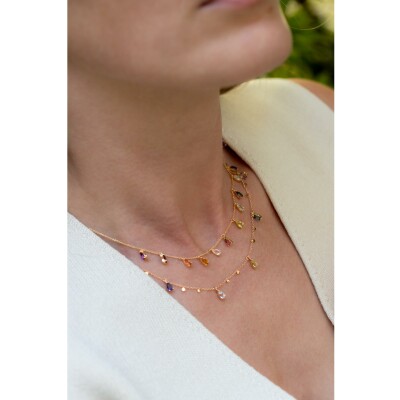 Collier India or jaune & pierres fines