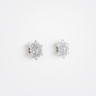 Puces d'oreilles Flocon or blanc & diamants 