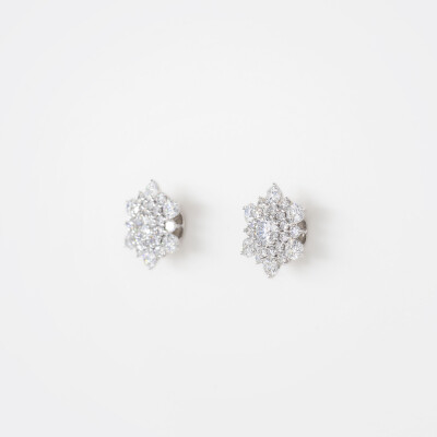 Puces d'oreilles Flocon or blanc & diamants 