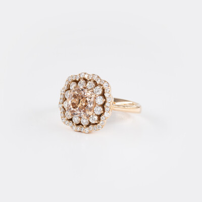 Bague Chambord or rose, morganite & diamants