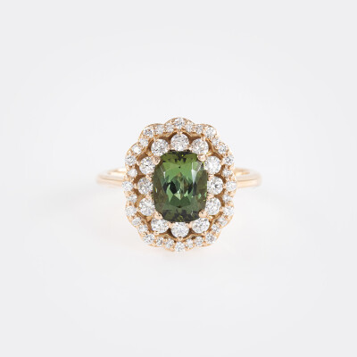 Bague Chambord or rose, tourmaline & diamants