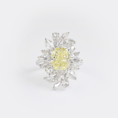 Bague Versailles or blanc & diamant jaune