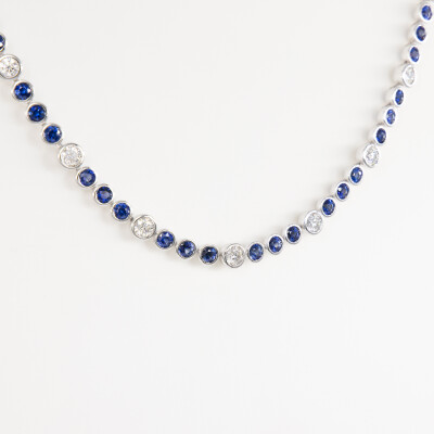 Collier La Vénitienne or blanc, saphirs & diamants