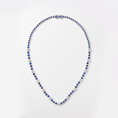 Collier La Vénitienne or blanc, saphirs & diamants