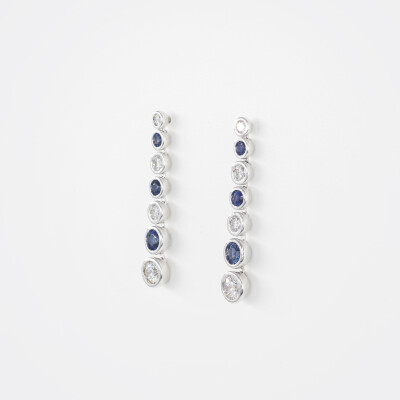 Boucles d'oreilles La Vénitienne or blanc, saphirs & diamants
