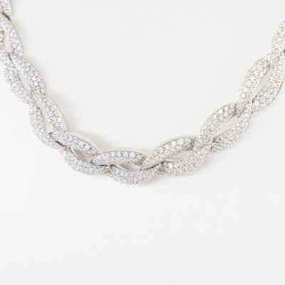 Collier Sparkles or blanc & diamants