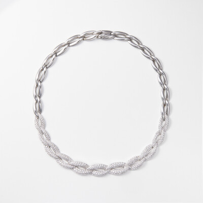 Collier Sparkles or blanc & diamants