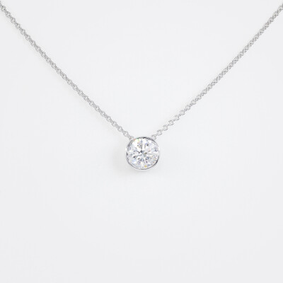 Collier Halo or blanc & diamants 