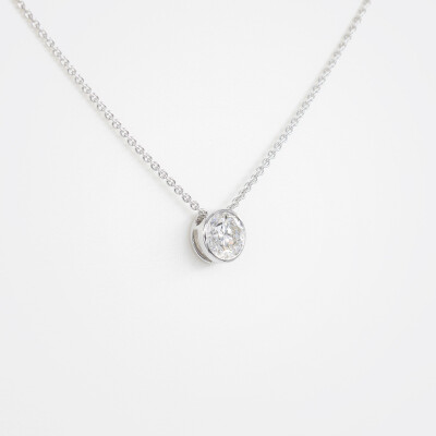 Collier Halo or blanc & diamants 