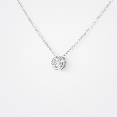 Collier Halo or blanc & diamants 