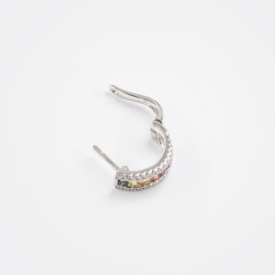 Créoles Rainbow or blanc & saphirs multicolores