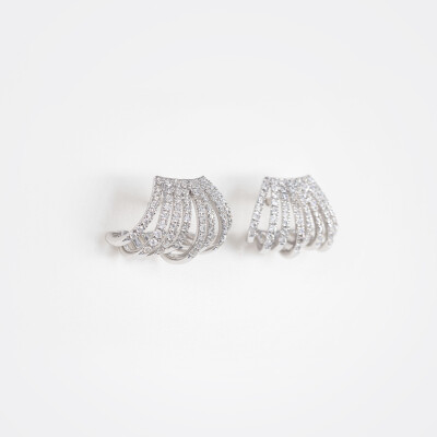 Puces Manhattan or blanc & diamants