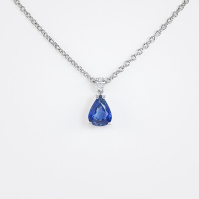 Collier Absolu or blanc , saphir & diamant