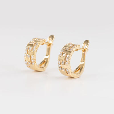 Créoles Labyrinthe or jaune & diamants