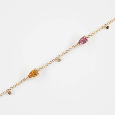 Bracelet India or rose & pierres fines