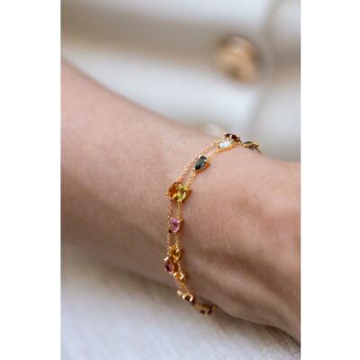 Bracelet India or rose & pierres fines