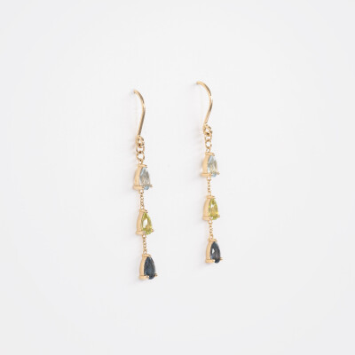 Boucles d'oreille India or jaune & pierres fines