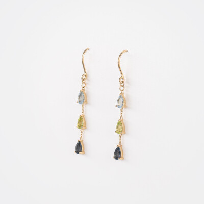 Boucles d'oreille India or jaune & pierres fines