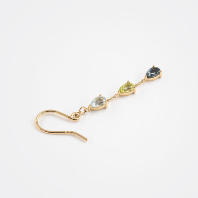 Boucles d'oreille India or jaune & pierres fines