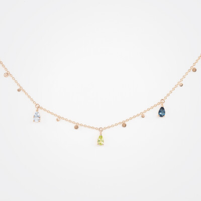 Collier India or rose & pierres fines