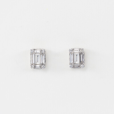 Puces Jazz or blanc & diamants