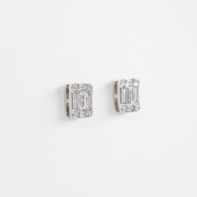 Puces Jazz or blanc & diamants