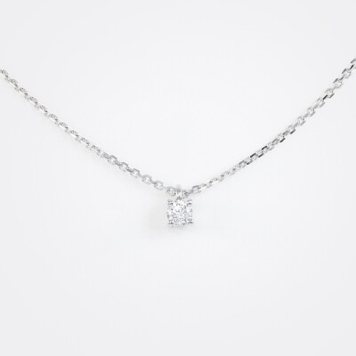 Collier Halo or blanc & diamants 
