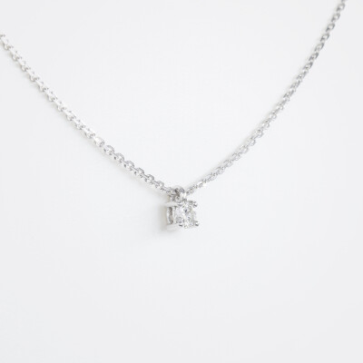 Collier Halo or blanc & diamants 