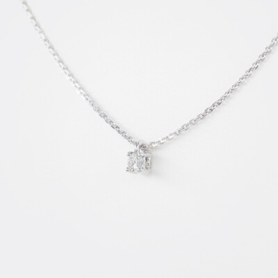 Collier Halo or blanc & diamants 