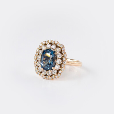 Bague Chambord or rose, topaze & diamants