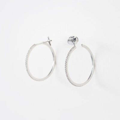 Créoles Manhattan or blanc & diamants