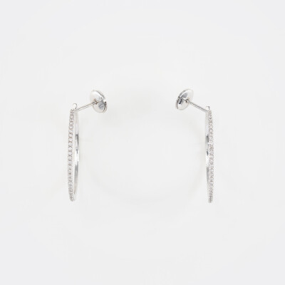 Créoles Manhattan or blanc & diamants