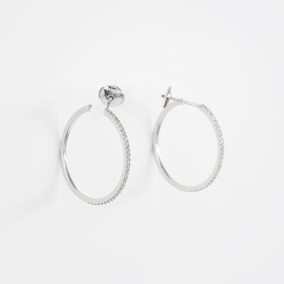 Créoles Manhattan or blanc & diamants