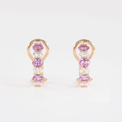 Boucles d'oreilles Spring or rose, saphirs & diamants