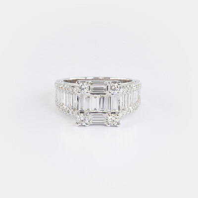 Bague Tour Eiffel or blanc & diamants