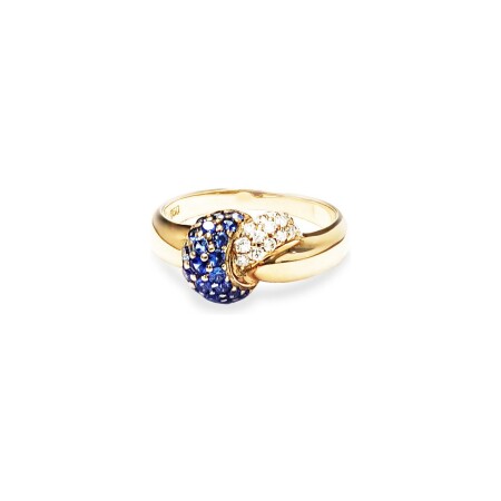 Bague Isabelle Barrier en or jaune, saphir et diamants, taille 52