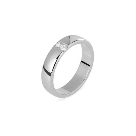 Alliance en or blanc et diamants de 0.08ct, 4.5mm