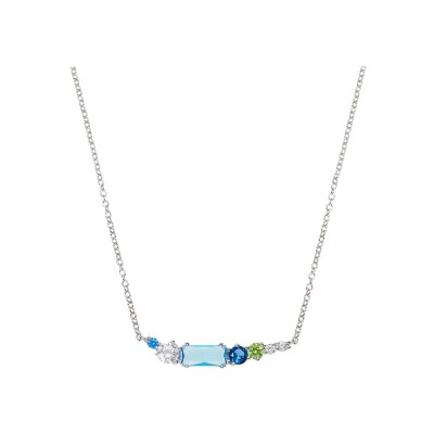 Collier Go Mademoiselle en argent rhodié, verre teinté et oxyde de zirconium