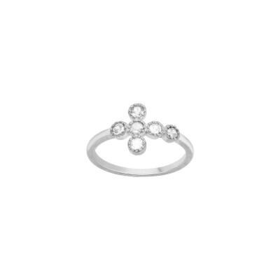 Bague en argent et oxydes de zirconium, taille 54