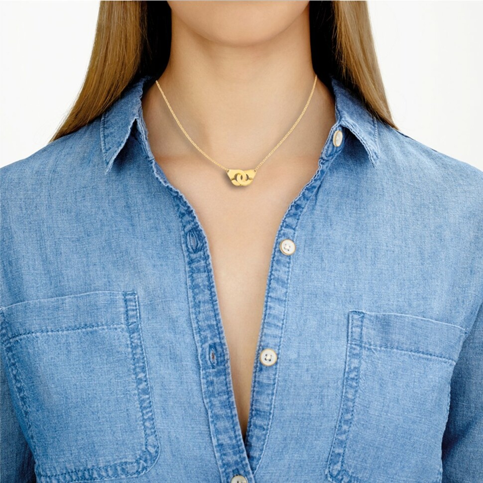 Collier Menottes dinh van chaîne forçat R8 en or jaune