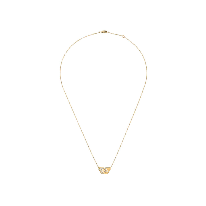 Menottes dinh van R8 necklace, yellow gold and diamonds