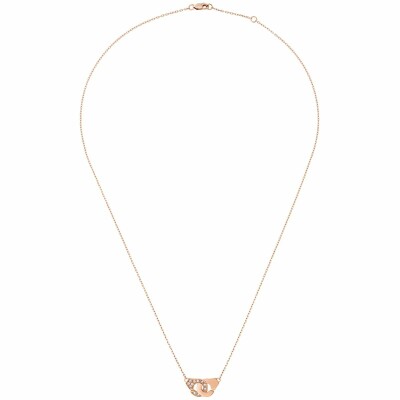 Collier Menottes dinh van chaîne forçat R8 en or rose et diamants