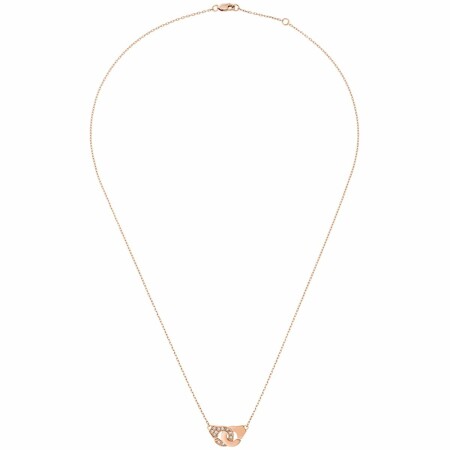 Collier Menottes dinh van chaîne forçat R8 en or rose et diamants