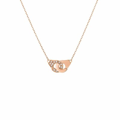 Collier Menottes dinh van chaîne forçat R8 en or rose et diamants