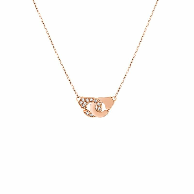 Menottes dinh van R8 forcat chain necklace, rose gold, diamonds