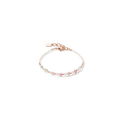 Bracelet Cœur de Lion en métal doré rose, cristaux et verre