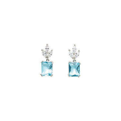Boucles d'oreilles GO Mademoiselle en argent rhodié et oxydes de zirconium