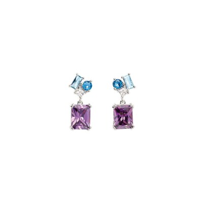 Boucles d'oreilles GO Mademoiselle en argent rhodié et oxydes de zirconium