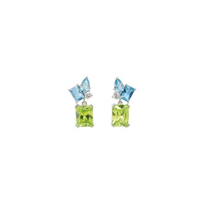 Boucles d'oreilles GO Mademoiselle en argent rhodié et oxydes de zirconium