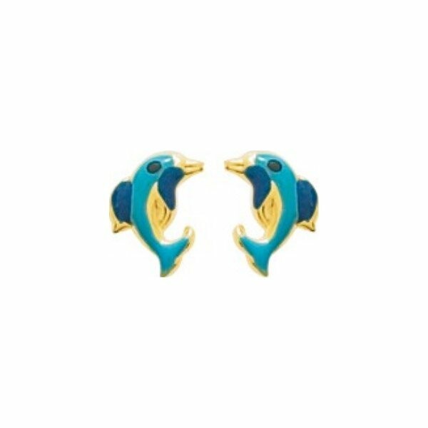 Boucles d'oreilles dauphins en or jaune